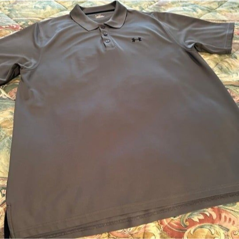 Under Armour Mens XL Gray HeatGear Short Sleeve Golf Polo Shirt Embroidered Logo